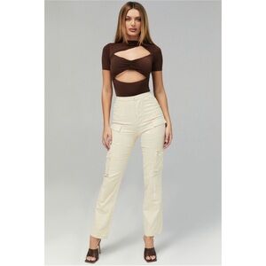 Cream Cargo Trousers